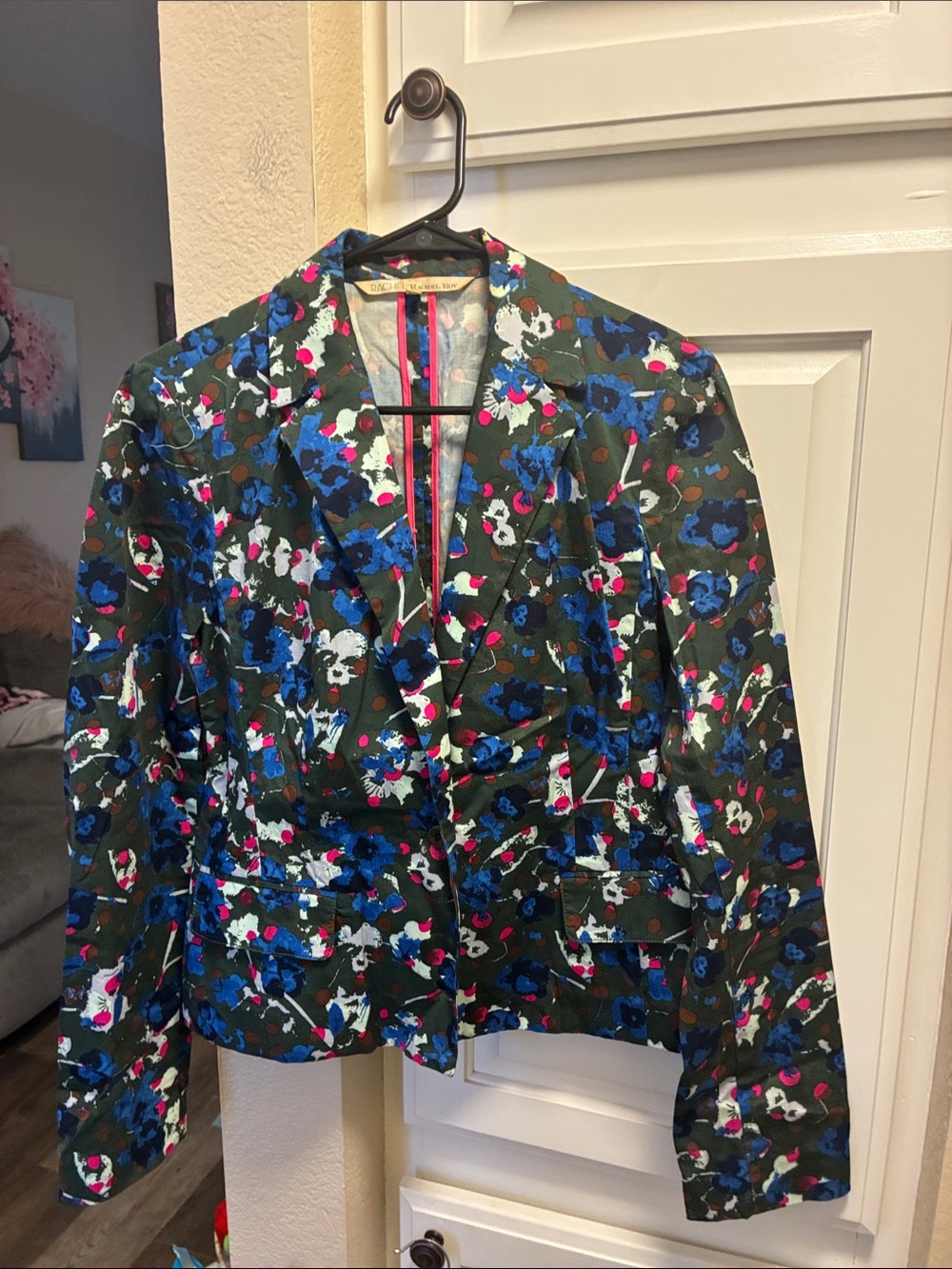 RACHEL Rachel Roy black abstract floral print blazer